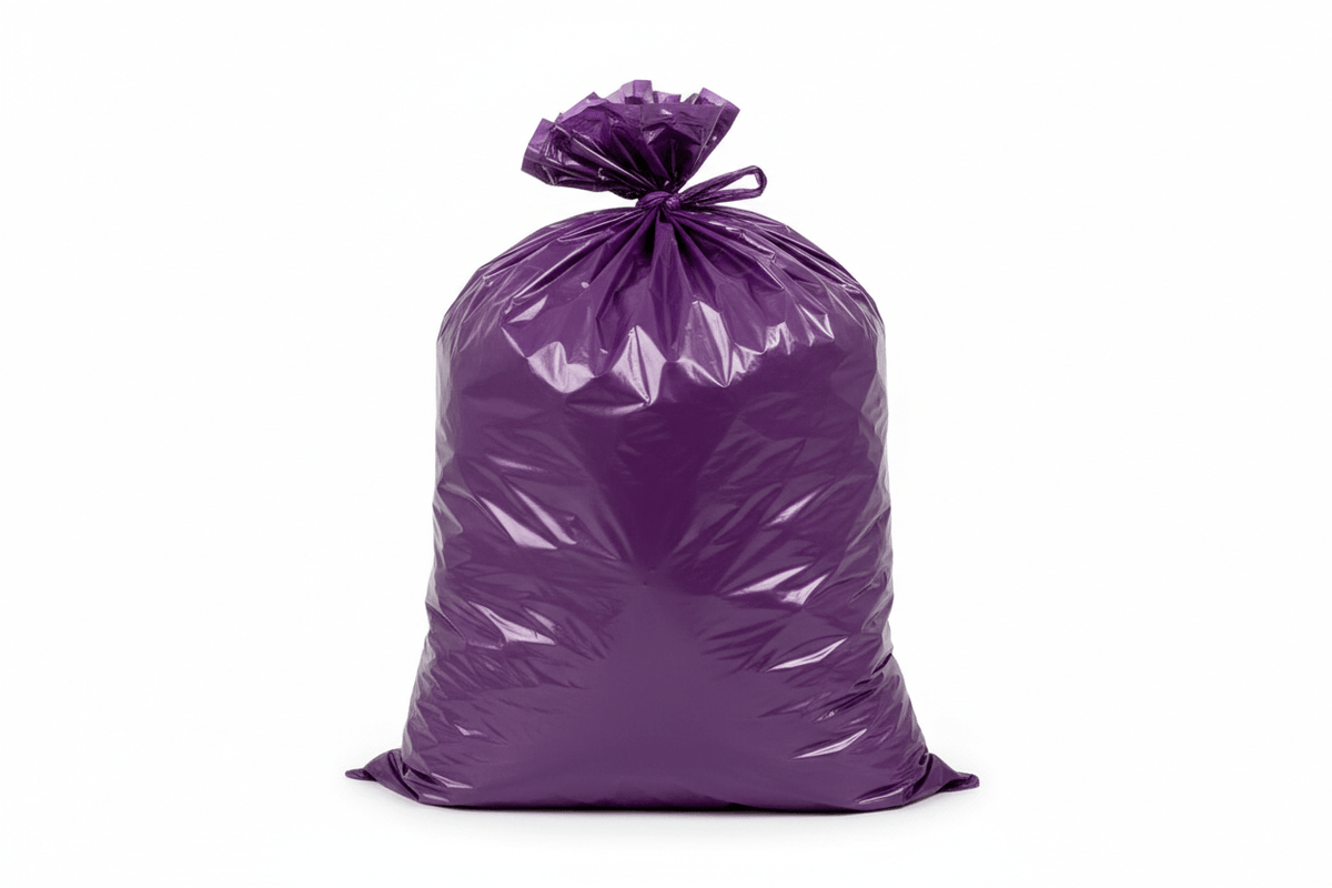 100 count - 30 Gallon Heavy-Duty Trash Liners in Various Colors, Purple